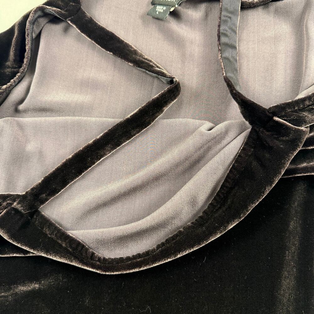 Eileen Fisher Dark Brown Velvet Maxi Slip Dress Quiet Luxury Minimalist Size L - Picture 8 of 12